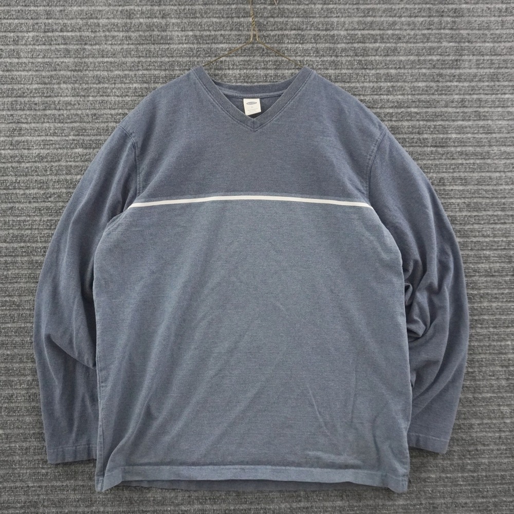 Vintage 00s Old Navy Long Sleeve T-Shirt Mens XL Blue Chest Stripe Y2K